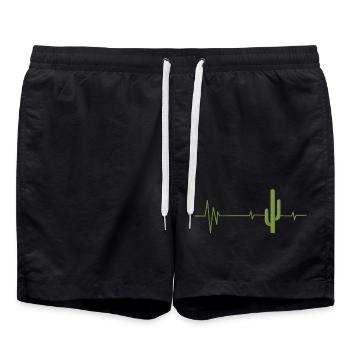 Saguaro Kaktus Kakteen Liebhaber Herzschlag - Badeshorts - Schwarz - Vorne - AI Model Male 185 light (185cm)