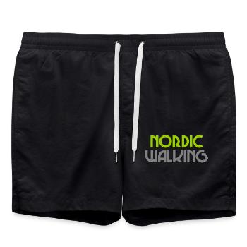 Nordic Walking - Sport - Ausdauersprt - Gehen - Badeshorts - Schwarz - Vorne - AI Model Male 185 light (185cm)