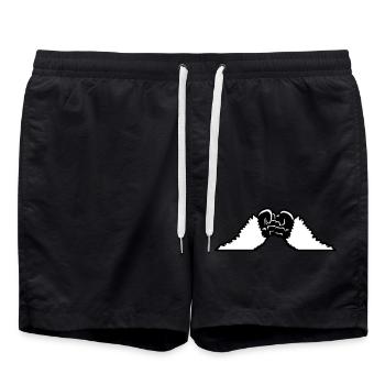 2 Lamas Fäuste Haarig Affen Team Freunde Fist Pump - Badeshorts - Schwarz - Vorne - AI Model Male 185 light (185cm)