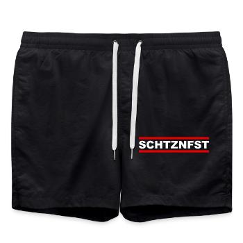 Schützenfest - SCHTZNFST - Schützenverein - Badeshorts - Schwarz - Vorne - AI Model Male 185 light (185cm)