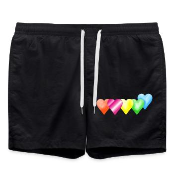 Coeurs colorés - Short de bain - noir - Devant - AI Model Male 185 light (185cm)