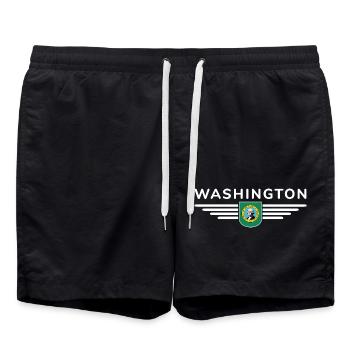 Chemise de fan de Washington – Style de la capitale - Short de bain - noir - Devant - AI Model Male 185 light (185cm)