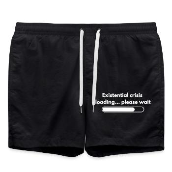 Existenzielle Krise Loading Bitte Wait Shirt - Badeshorts - Schwarz - Vorne - AI Model Male 185 light (185cm)