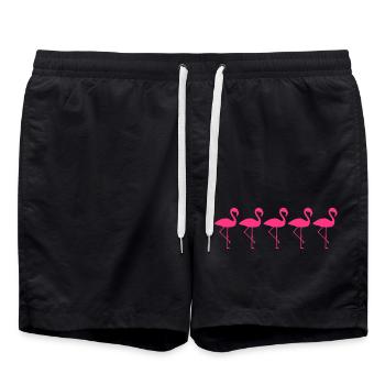 viele team muster reihe silhouette umriss flamingo - Badeshorts - Schwarz - Vorne - AI Model Male 185 light (185cm)