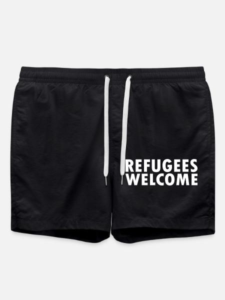 refugees welcome - Swim Trunks - black