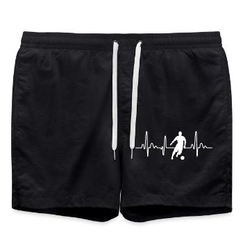 Fußballer Fußballspieler Fußball Herzschlag - Badeshorts - Schwarz - Vorne - AI Model Male 185 light (185cm)
