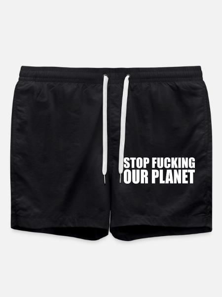 Stop fracking our planet - Swim Trunks - black