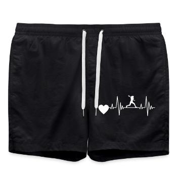 Tennis Herzschlag Tennisliebhaber Tennisball EKG - Badeshorts - Schwarz - Vorne - AI Model Male 185 light (185cm)