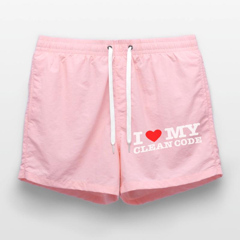 I Heart My Clean Code - Funny Gift Programer Swim Trunks