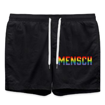 Regenbogen Mensch tshirt LGBT lgbtqi queer - Badeshorts - Schwarz - Vorne - AI Model Male 185 light (185cm)