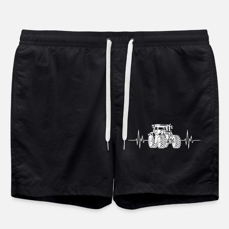 Tractor - Heartbeat - Farmer - Swim Trunks - black