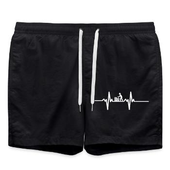 Maurer Herzschlag Handwerker - Badeshorts - Schwarz - Vorne - AI Model Male 185 light (185cm)