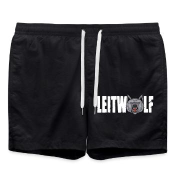 Leitwolf Alpha Wolf Kapitän Teamführer Trainer - Badeshorts - Schwarz - Vorne - AI Model Male 185 light (185cm)