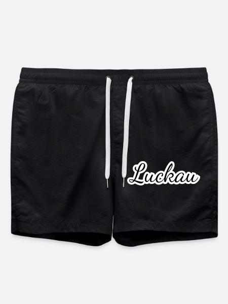 Luckau - Textdesign mit Stadtnamen - Badeshorts - Schwarz