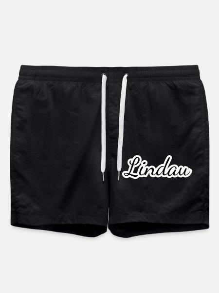 Lindau - Textdesign mit Stadtnamen - Badeshorts - Schwarz