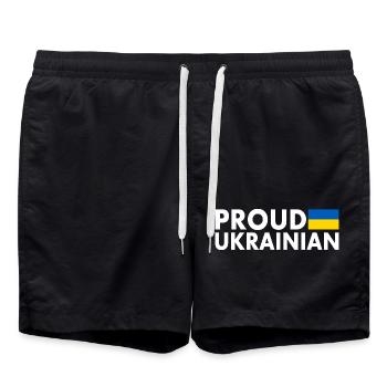 Proud ukrainian - Swim Trunks - black - Front - AI Model Male 185 light (185cm)