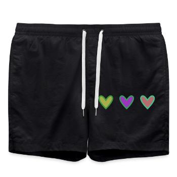 CŒUR. CŒURS. SAINT VALENTIN. LOVE. AMOUR. HEART - Short de bain - noir - Devant - AI Model Male 185 light (185cm)