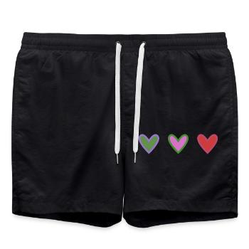 CŒUR. CŒURS. SAINT VALENTIN. LOVE. AMOUR - Short de bain - noir - Devant - AI Model Male 185 light (185cm)
