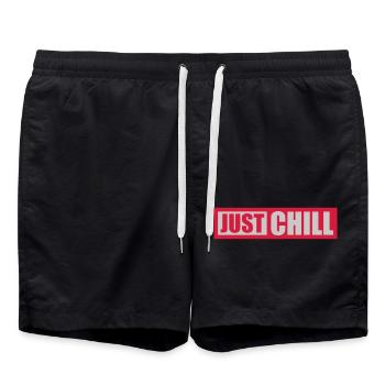 Just Chill Text Logo - Swim Trunks - black - Front - AI Model Male 185 light (185cm)