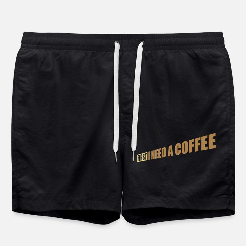 Fist I need Coffee - Swim Trunks - black