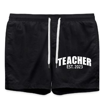 Enseignant Est. 2023 Diplôme d’enseignant Cadeau d’enseignant - Short de bain - noir - Devant - AI Model Male 185 light (185cm)