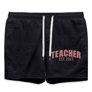 Enseignant Est. 2023 Diplôme d’enseignant Cadeau d’enseignant - Short de bain - noir - Devant - AI Model Male 185 light (185cm)