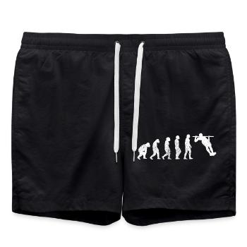 Fitness Sportler Bodybuilder Muskel Krafttraining - Badeshorts - Schwarz - Vorne - AI Model Male 185 light (185cm)