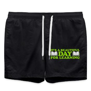beautiful day for learning - Swim Trunks - black - Front - AI Model Male 185 light (185cm)