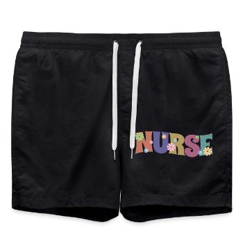 Cool Flower Nurse Cadeau pour les infirmières futures infirmières - Short de bain - noir - Devant - AI Model Male 185 light (185cm)