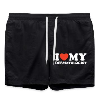 I Love My Dermatologist Heart Shirt - Swim Trunks - black - Front - AI Model Male 185 light (185cm)
