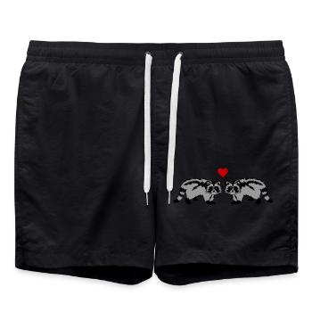 waschbären verliebt - Badeshorts - Schwarz - Vorne - AI Model Male 185 light (185cm)