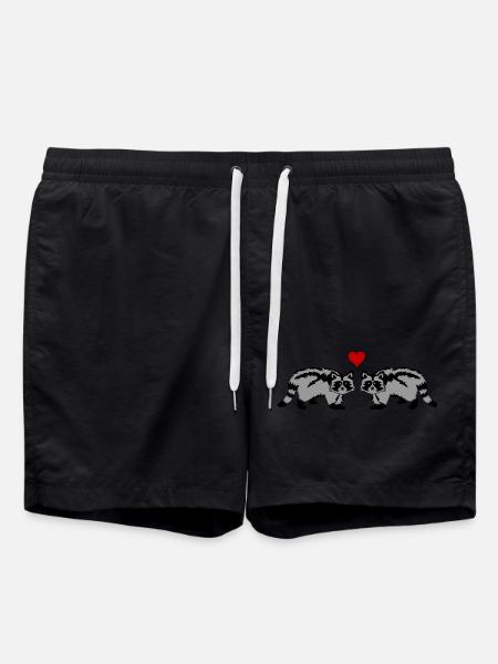 waschbären verliebt - Badeshorts - Schwarz