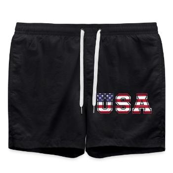 Les États-Unis aux couleurs du drapeau américain drapeau - Short de bain - noir - Devant - AI Model Male 185 light (185cm)