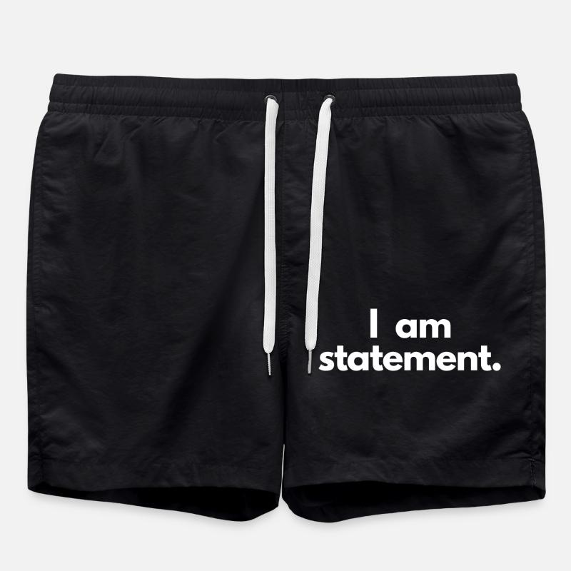 statement txt white - Swim Trunks - black