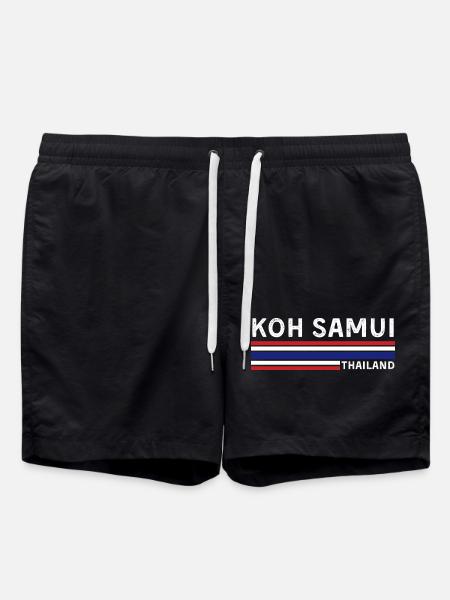 Koh Samui Thailand Flag T-Shirt - Swim Trunks - black