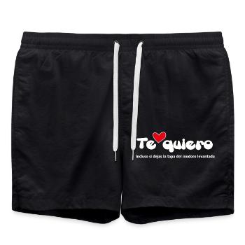 "I LOVE YOU" - Funny Quotes Couples 09 - Swim Trunks - black - Front - AI Model Male 185 light (185cm)