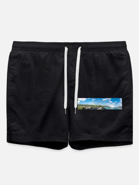 Panorama de la ville de Niagara et des chutes du Niagara - Short de bain - noir