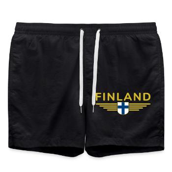 Conception de t-shirts en Finlande – Nordic Style & Nature - Short de bain - noir - Devant - AI Model Male 185 light (185cm)