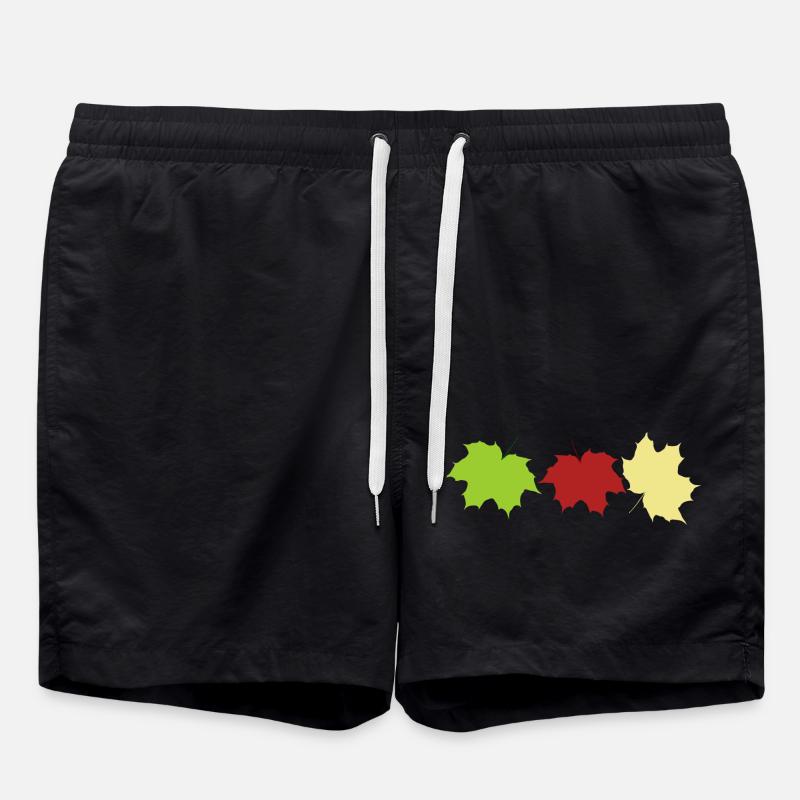 Herbstlaub - Badeshorts - Schwarz
