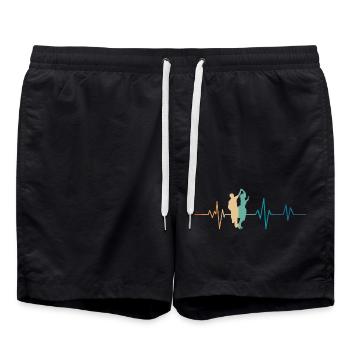 Battement de coeur rétro danse - Short de bain - noir - Devant - AI Model Male 185 light (185cm)