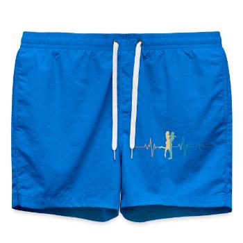Retro Heartbeat Couple - Swim Trunks - cobalt blue - Front