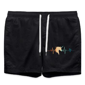 Battement de coeur rétro licorne - Short de bain - noir - Devant - AI Model Male 185 light (185cm)