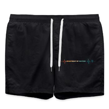 Heartbeat of nature retro heartbeat - Swim Trunks - black - Front - AI Model Male 185 light (185cm)