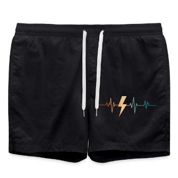 Lightning retro heartbeat - Swim Trunks - black - Front - AI Model Male 185 light (185cm)
