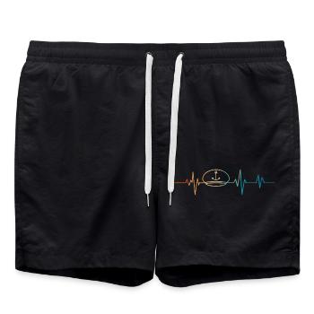 Retro Marine Heartbeat - Swim Trunks - black - Front - AI Model Male 185 light (185cm)