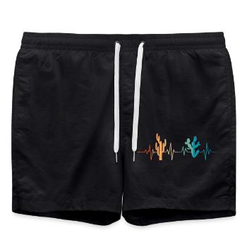 Kaktus Herzschlag - Geschenkidee - Badeshorts - Schwarz - Vorne - AI Model Male 185 light (185cm)