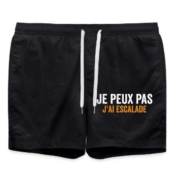 climbing a rock I can't I climbed - Swim Trunks - black - Front - AI Model Male 185 light (185cm)