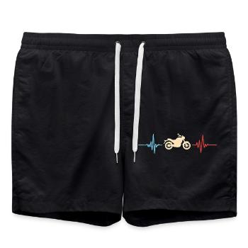 Motorcycle Heartbeat Biker ECG Heart Rate - Swim Trunks - black - Front - AI Model Male 185 light (185cm)