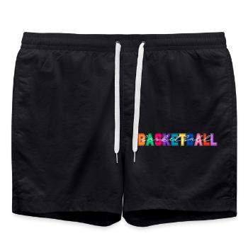 Basketball couleurs - cadeau amateur de basketball - Short de bain - noir - Devant - AI Model Male 185 light (185cm)
