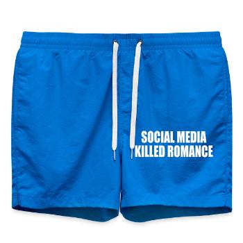 social media killed romance - Swim Trunks - cobalt blue - Front